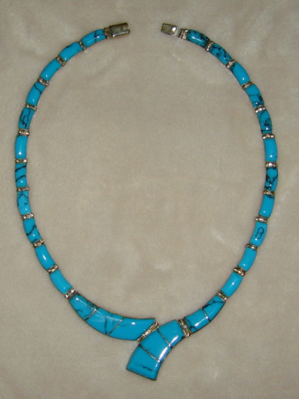 Sterling Silver 925 and Faux Turquoise Necklace - Picture 9 of 13